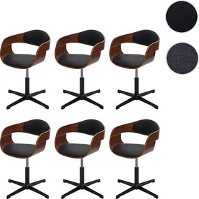 Krzesło do jadalni MCW-H46 (zestaw 6 sztuk),  wygląd orzecha włoskiego, sztuczna skóra czarna