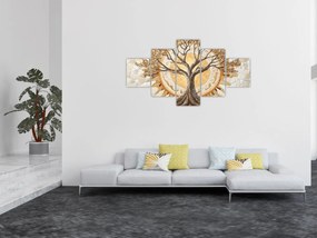 Obraz – Złote drzewo życia w mozaice (125x70 cm)