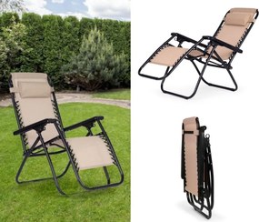 Składany leżak ogrodowy, tarasowy Rimini 009, beżowy