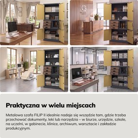 Szafa biurowa metalowa z sejfem antracytowa/orzech, 900x1850x400 mm: FILIP II Eco Design