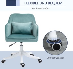 Vinsetto Fotel z masażerem krzesło obrotowe z funkcją wibracji aksamit Maksymalne obciążenie 115kg Zielony | Aosom PL