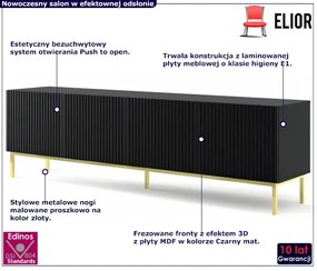 Czarna szafka rtv z lamelowym frontem - Melis 12X