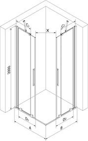 Mexen Velar Duo kabina prysznicowa rozsuwana 100 x 90 cm, transparent, czarna - 871-100-090-02-70