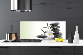 Szkło do Kuchni na Ścianę Kwiatowa Kompozycja Na Kamieniach