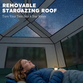 Outsunny Namiot kempingowy dla 4-6 osób stabilny 3000 mm wodoodporności rodzinny namiot z zdejmowanym dachem, ochroną UV30+, zielony | Aosom PL