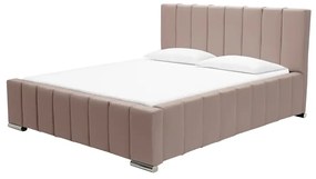 Łóżko 140x200 tapicerowane materac + pojemnik SWEET Jasny różowy