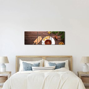 Obraz - kubek z dekoracjami (z zegarem) (90x30 cm)