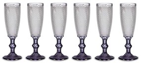 Kieliszek do szampana z wzorem i barwioną nóżką, 185 ml, 6 sztuk
