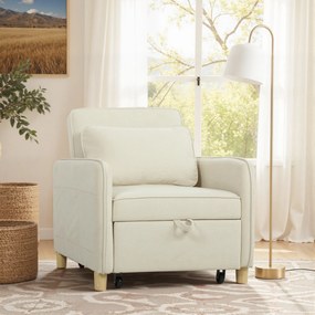 HOMCOM Fotel z funkcją spania 3 w 1, szerokie siedzisko do salonu, 85,5cm x 74cm x 82cm, beżowy | Aosom PL