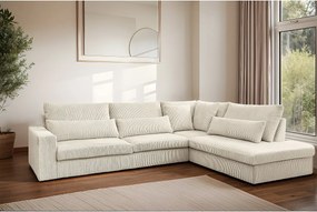 Narożnik w kształcie L SVEN, tkanina Poso, Ecru, Prawy