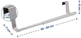 Wieszak na ręczniki regulowany, uchwyt do zawieszenia na drzwi szafki i szuflady, 36-60 cm, WENKO