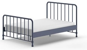 Niebieskie metalowe łóżko dwuosobowe ze stelażem 140x200 cm BRONXX – Vipack
