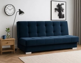 Niebieska tapicerowana welurem wersalka D6-S06