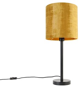 Nowoczesna lampa stołowa czarna zzłotym kloszem 25 cm - Simplo Nowoczesny Oswietlenie wewnetrzne