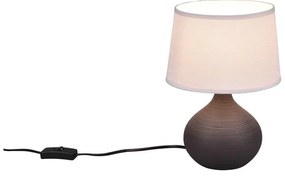Ciemnobrązowa lampa stołowa z ceramiki i tkaniny Trio Martin, wys. 29 cm
