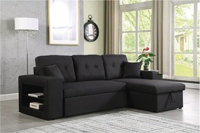 Kanapa narożna rozkładana "Axel" - 3 miejsca - Czarna