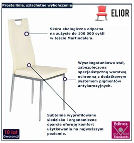 Kremowe metalowe krzesło tapicerowane E1-Z08