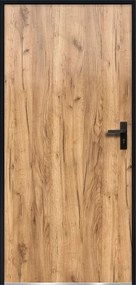 Drzwi wejściowe ze stali pełne - wys. 207 x szer. 100 cm - efekt dębu - pchnięcie po lewej - AGUEDA