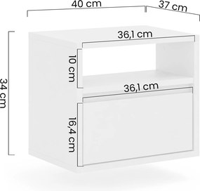 Szafka nocna Zolia 40 cm z szufladą wisząca - kaszmir