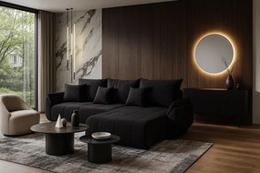 Czarna Welurowa Sofa Z Pojemnikiem Na Pościel F0-A08