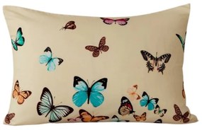 Flanelowa poszewka na poduszkę VIVA BUTTERFLY 50x70 cm, kremowa