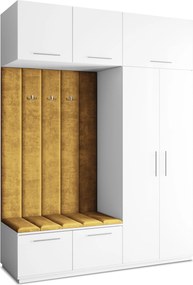 Masseno Garderoba REMA 180/240/60 cm Nowoczesna Szafa do Przedpokoju Biała, MONOLITH 48 (Żółty)