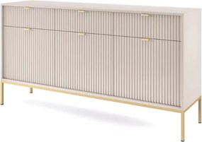 Cubero komoda 3 szuflady 154 cm nowoczesna ryflowany front metalowe nóżki