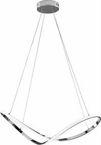 Infinity lampa wisząca LED z metalu i chromowanego aluminium, regulowane kable, 70x30 cm