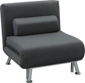 HOMCOM Składany fotel z funkcją łóżka, fotel relaksacyjny w aksamitnym wyglądzie, Regulowane oparcie, 75 x 70 x 75 cm, Ciemnoszary