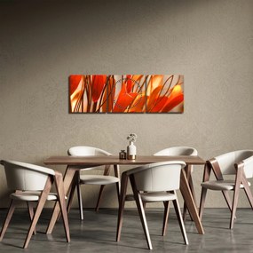 Obraz płatków kwiatów (z zegarem) (90x30 cm)