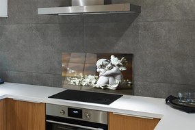 Szklany Panel Śpiący Aniołek i Polne Kwiaty