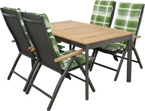 Doppler CONCEPT TEAK FSC® 4+1 - ogrodowy zestaw wypoczynkowy (aluminium/drewno tekowe)