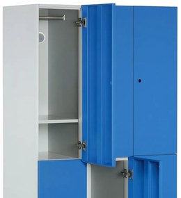 Szafka skrytkowa S1, 6 schowków, 1850 x 900 x 500 mm, demontaż, zamek obrotowy, drzwi niebieskie