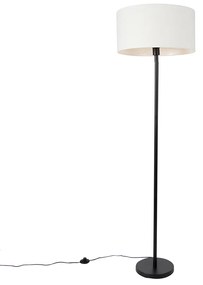 Lampa stojąca czarna z kloszem białym 50 cm - Simplo