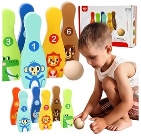 Tooky toy drewniane kręgle dla dzieci  6 szt. + piłka