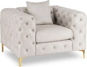 Fotel Wypoczynkowy SORRENTO 1S Kremowy Welurowy Nowoczesny Glamour