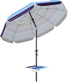 Outsunny Parasol Plażowy Ø198 cm UV30+ z Składanym Stolikiem i Uchwytami na Napoje, Regulowany, Wielokolorowy | Aosom PL