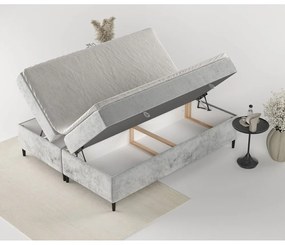 Szare łóżko boxspring ze schowkiem 160x200 cm Araya – Maison de Rêve