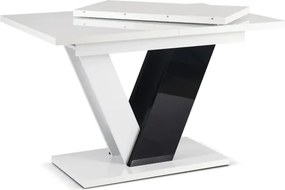 Stół Prostokątny Rozkładany CLARK 120-160 cm Czarny/Biały Połysk Glamour