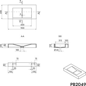 Umywalka ścienna PB2049