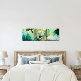 Obraz - Zielona abstrakcja (z zegarem) (90x30 cm)