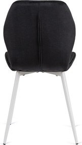 Krzesło Tapicerowane do Jadalni LUCKY Czarne z Białymi Nogami Welurowe Nowoczesne