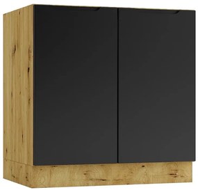 Szafka dolna kuchenna 80 cm dąb artisan + czarny - Orfa 11X