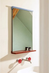 Lustro z półką z drewnianą ramą ścienne 50x75 cm Lun – noo.ma