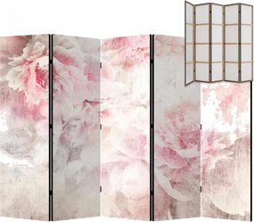 Parawan pokojowy 5-częściowy 225x172 Jednostronny dekoracyjny romantic shabby chic Piwonie W Bieli