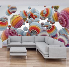 Fototapeta - Abstrakcja, tęczowe kule (196x136 cm)