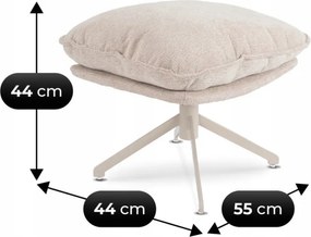 Fotel Wypoczynkowy Obrotowy PASADENA z Podnóżkiem Kremowy Nowoczesny