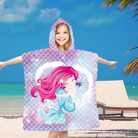 Dziecięce ponczo MERMAID różowe 60x90 cm
