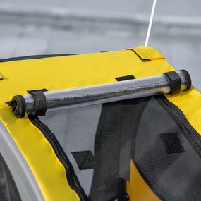 PawHut przyczepka dla psów, składany przyczepka rowerowa, przyczepka dla psów, Żółty