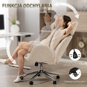 HOMCOM Krzesło biurowe z regulowanym zagłówkiem, ergonomiczne krzesło do biurka, funkcja odchylenia, regulowana wysokość, szaro-białe